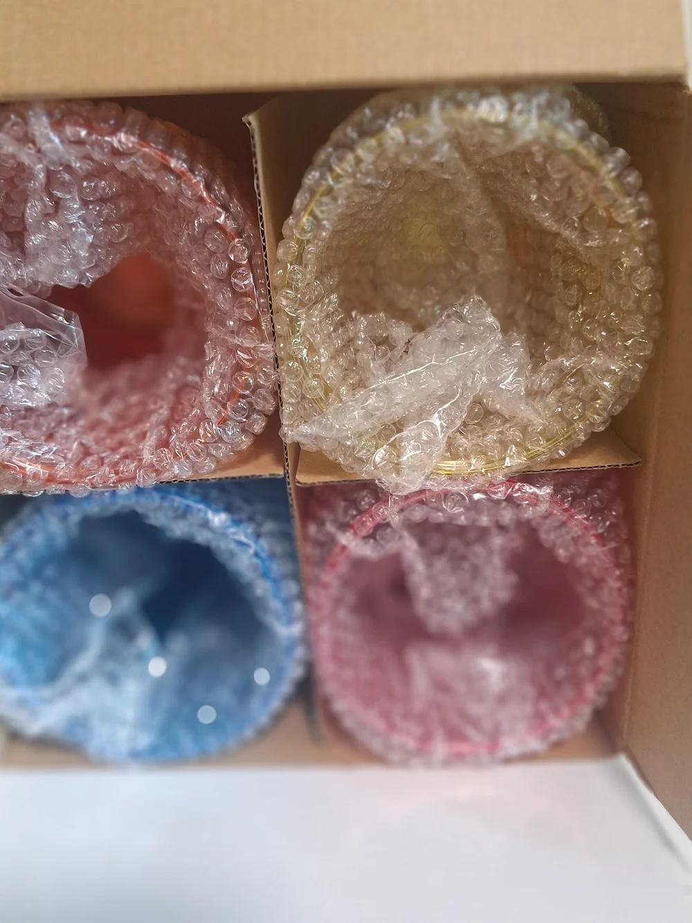 Double Wall Rainbow Party Cups - Set of 4 (Yellow, Pink, Orange, Blue)
